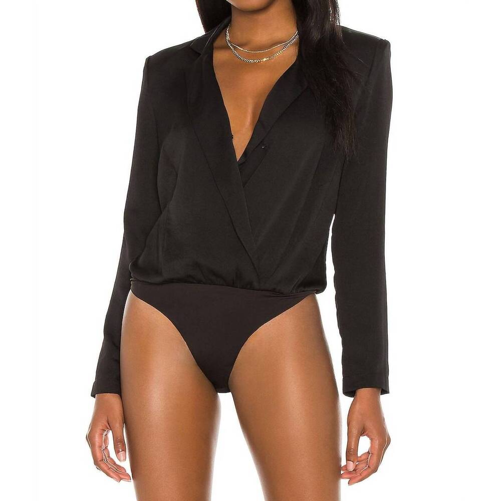 NEW FREE PEOPLE eloise long sleeve bodysuit in black